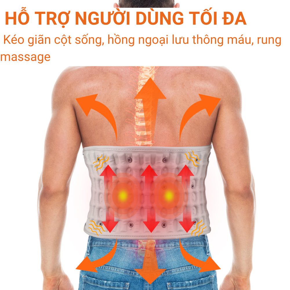 Đai Lưng Cột Sống HAILICE Massage &quot;Rung Nhiệt&quot; Hồng Ngoại hết Thoát Vị Đĩa Đệm, Tập Gym THStorm