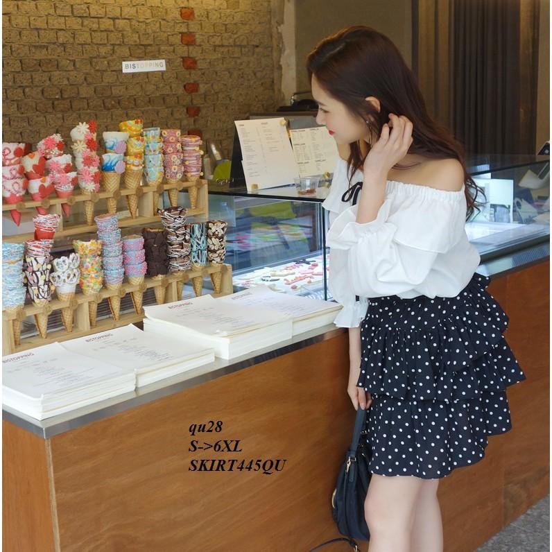 SKIRT361 CHÂN VÁY XÒE BÈO NHÚN CHẤM BI