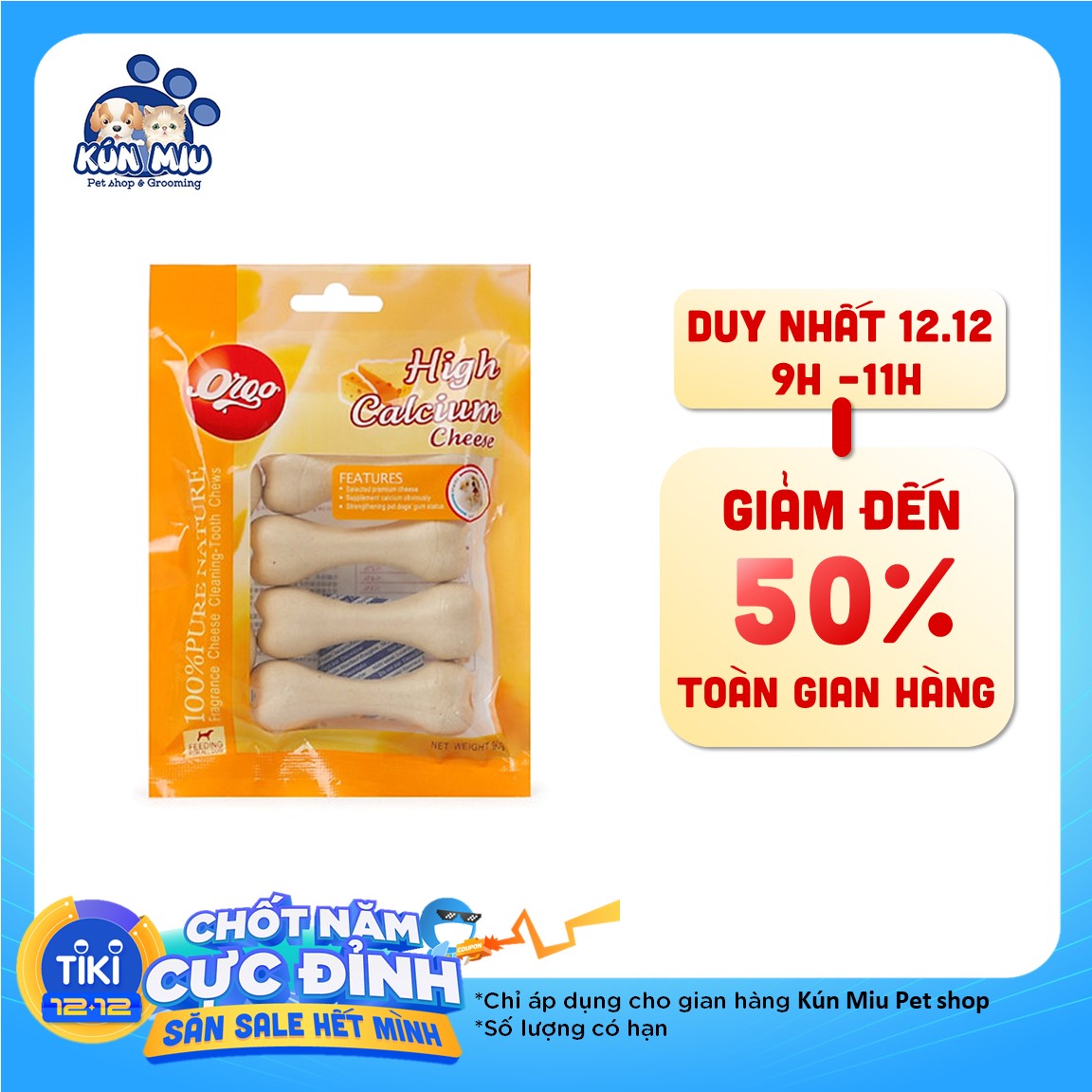 Snack Xương Canxi ORGO cho Chó 90gr