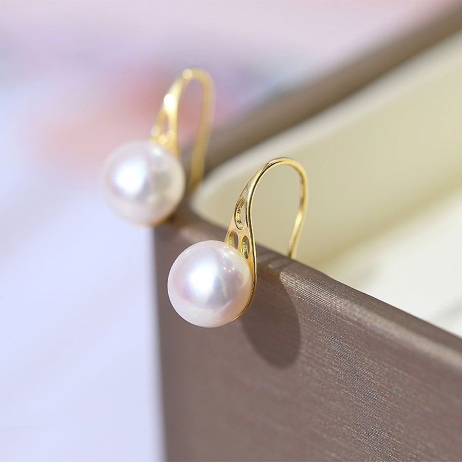 Bông Tai Ngọc Trai Thiên Nhiên Cao Cấp - Kiểu Móc Hoa - Trang Sức Cô Tấm - SPOOL PEARL - CTJ4808