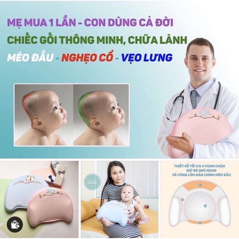 Gối cao su non chống bẹp đầu, méo đầu, nghẹo cổ cho trẻ sơ sinh và trẻ em