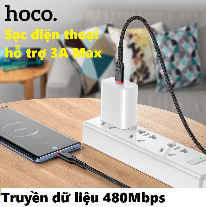 Cáp sạc nhanh C to C PD 60W cho laptop tablet điện thoại hoco X59 _ Hàng chính hãng
