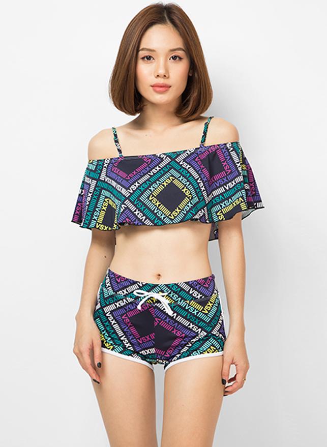 Set Đồ Bơi Quần Short Áo Dây Họa Tiết Chữ - Nhiều Màu