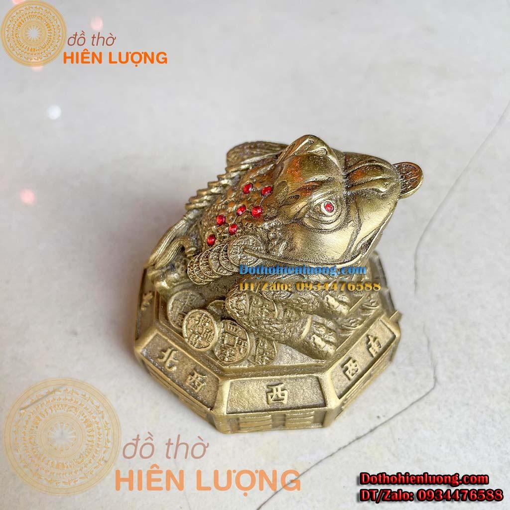 Tượng Thiềm Thư Ngậm Đồng Xu Ngồi Đế Bát Quái Bằng Đồng