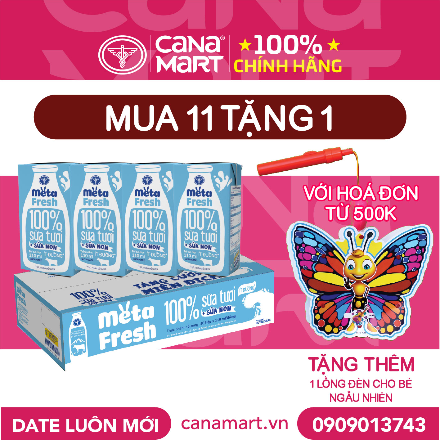 Thùng sữa tươi Nutricare Meta Fresh Ít Đường sữa non tăng cường miễn dịch