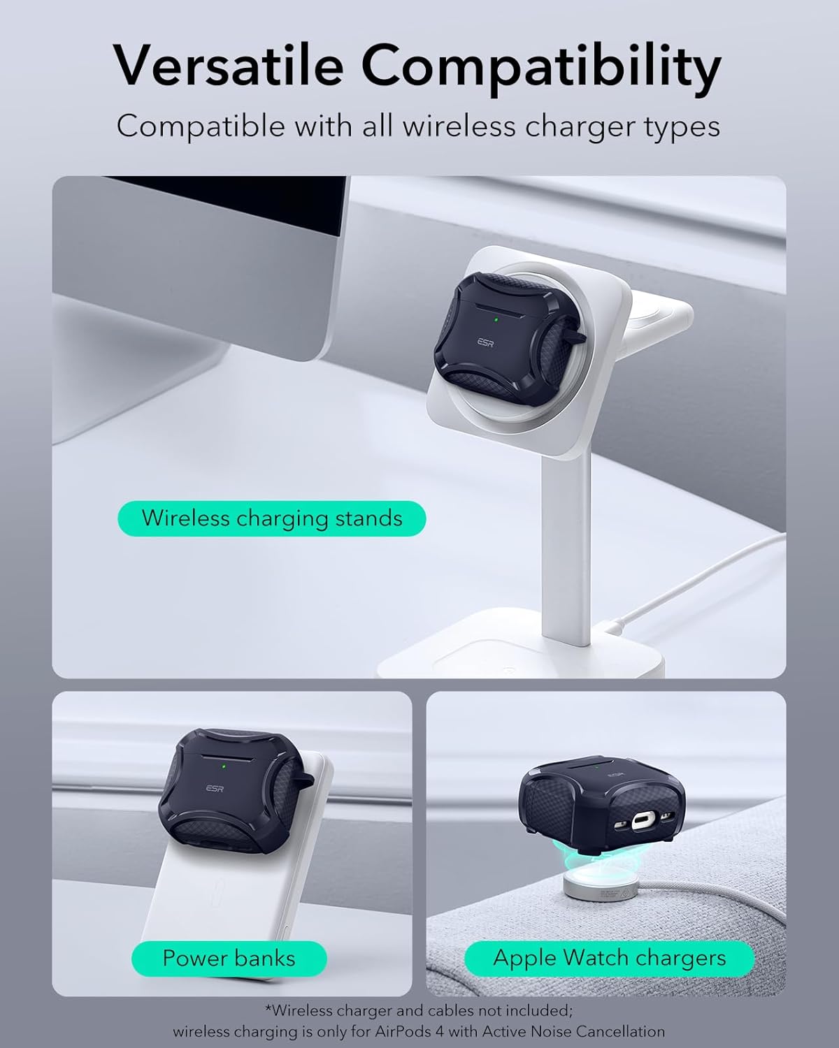 Bao Case ESR Cyber Tough Case with HaloLock cho Airpods 4 - Hàng Chính Hãng