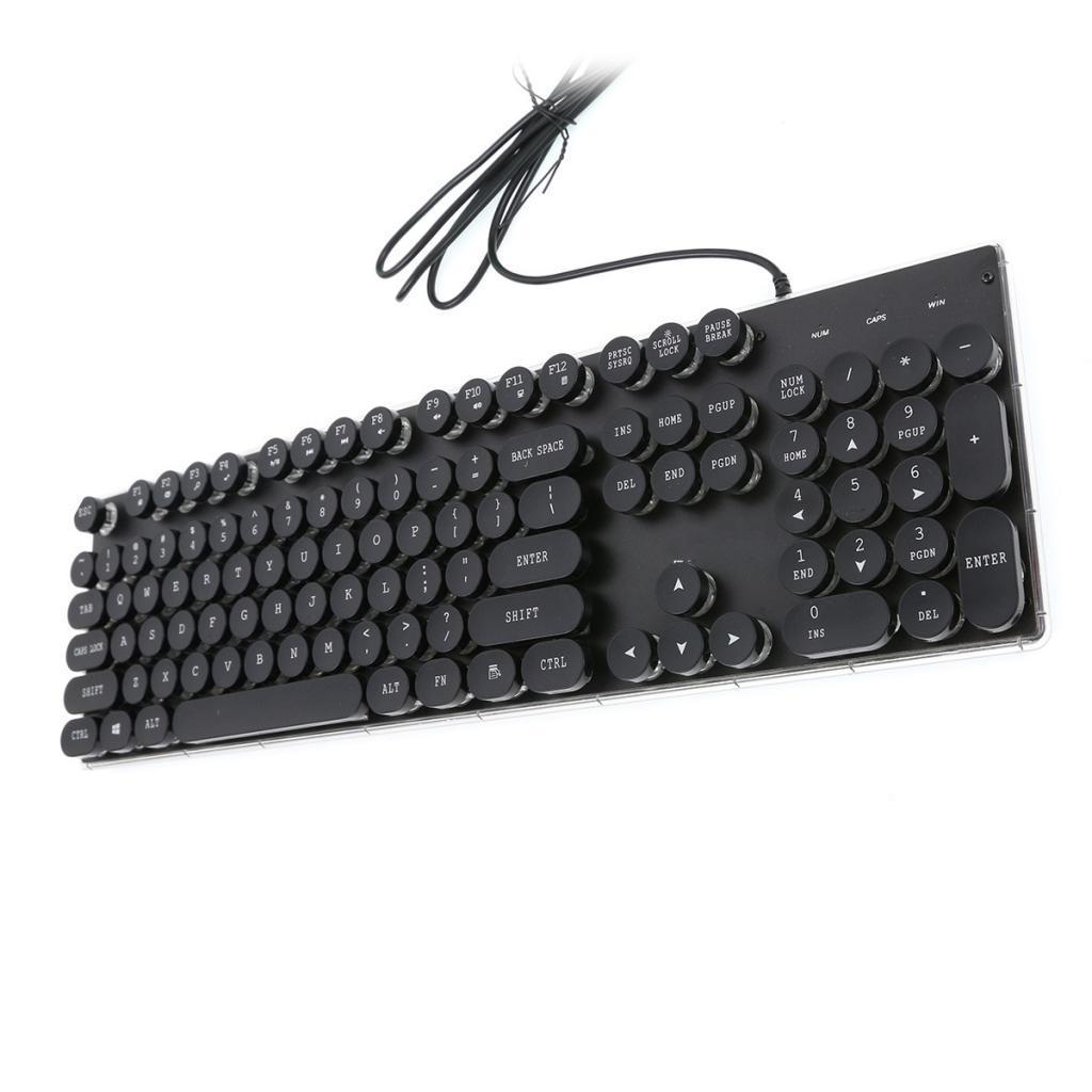 3 Color Wired Backlit Gaming Keyboard Punk Keycap Retro with USB Interface