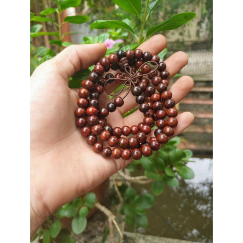 Chuỗi hạt 108 trang trí thêm 6 hạt dùng vòng đeo tay hoặc đeo cổ bằng GỖ - TRẮC màu tự nhiên