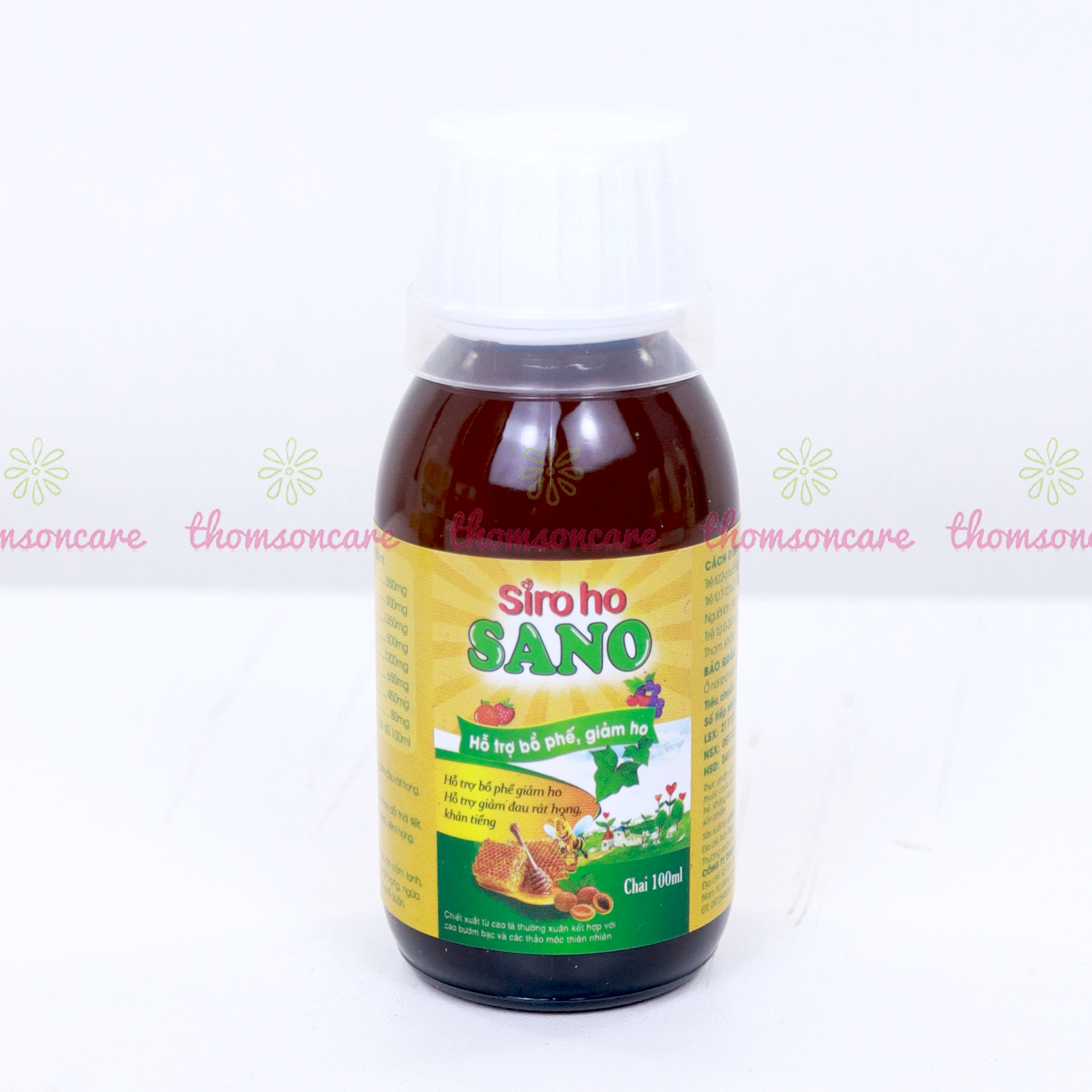 Siro ho cho bé, siro ho Sano Sanofia - giúp bổ phế, giảm ho, tiêu đờm từ thảo dược - Chai 100ml Thomsoncare