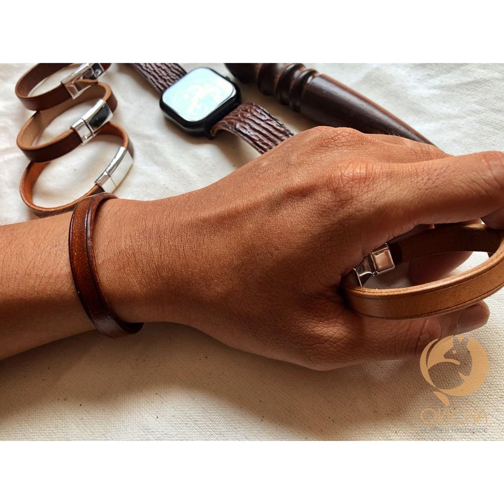 Vòng tay da vintage handmade phong cách retro free khắc laser