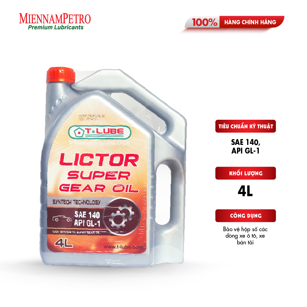 Dầu Nhớt Tlube Lictor Gear Oil 140 SAE 140 API GL-1 4L MiennamPetro Bảo Vệ Hộp Số Các Dòng Xe Ô Tô, Xe Bán Tải