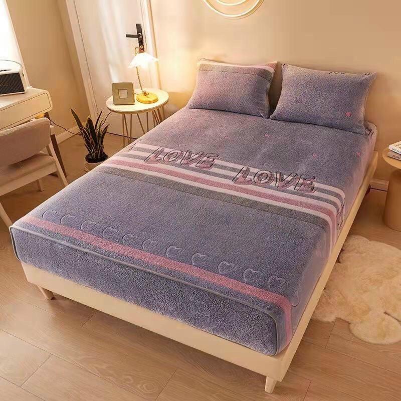 BỘ GA GỐI NỈ SỮA BO CHUN BỌC ĐỆM