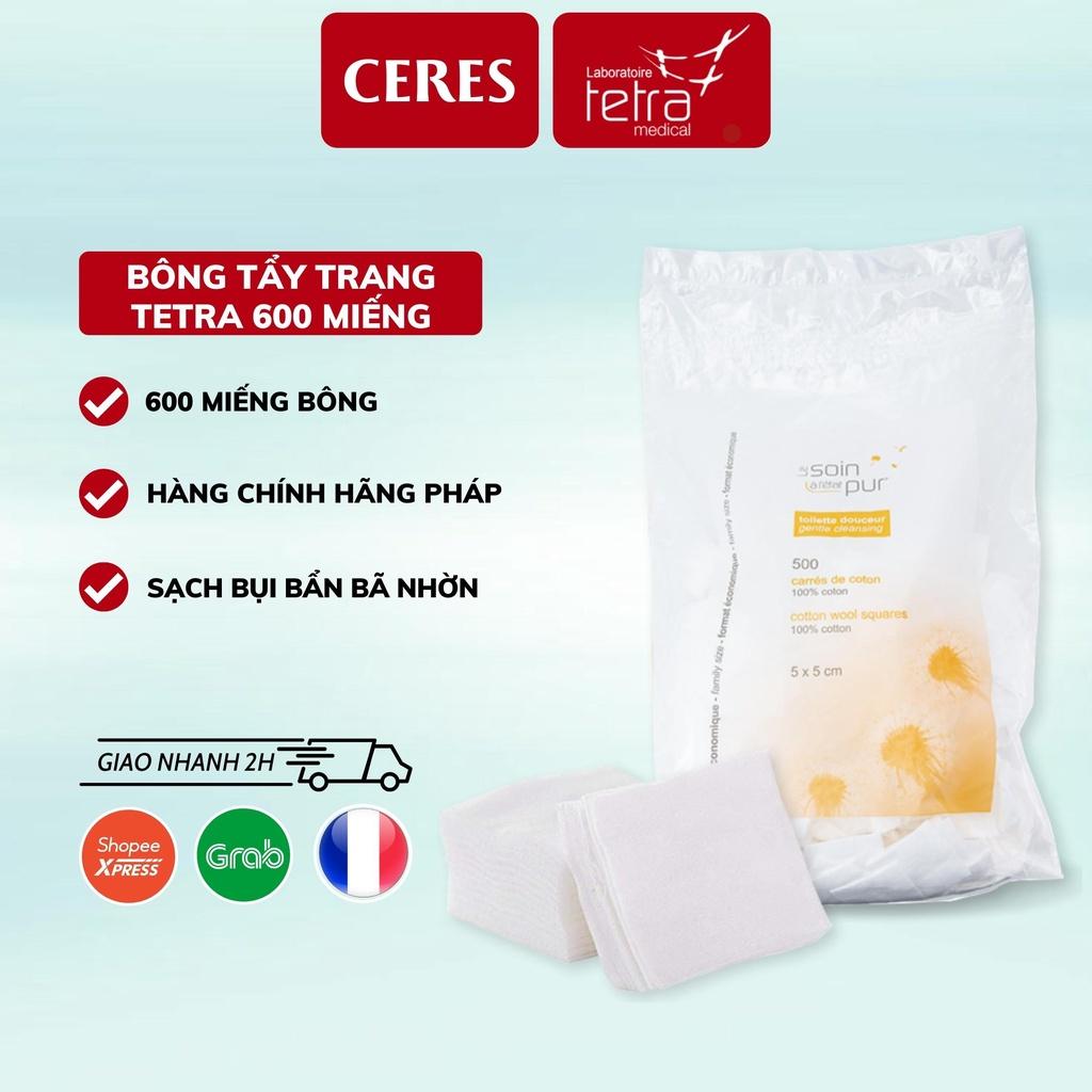 Bông Tẩy Trang Tetra Pháp Medical Carres De - Bông Tẩy Trang Cotton 600 miếng Le Soin Làl'état Pur