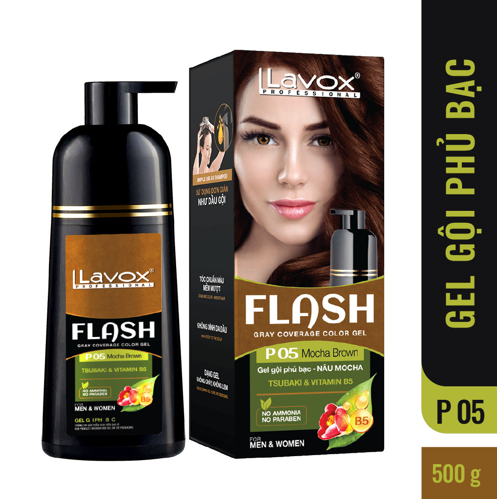 Gel Gội Phủ Bạc Tóc Lavox Flash 500ml