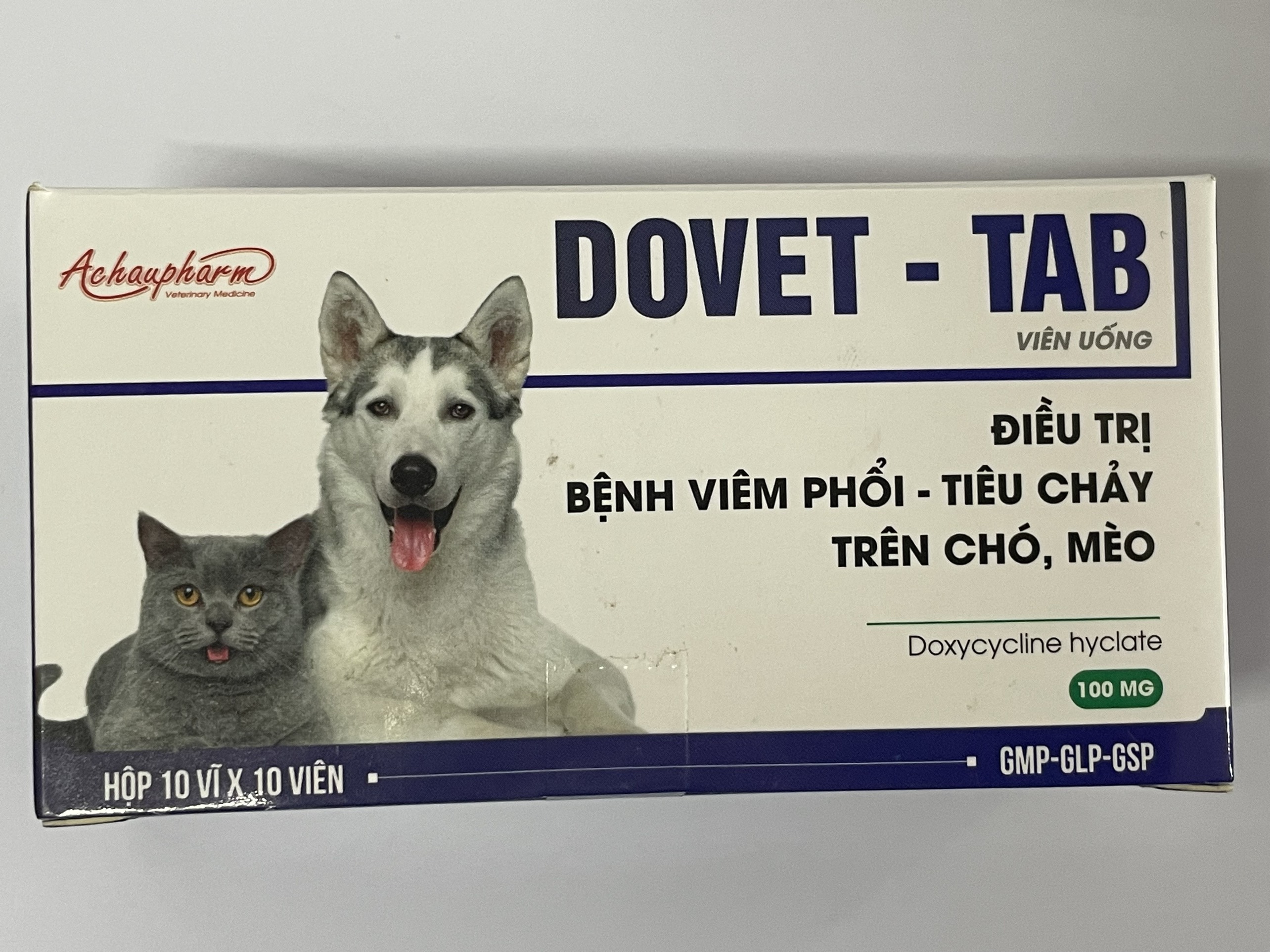 DOVET TAB VỈ 10 VIÊN - ĐIỀU T.R.Ị VIÊM PHỔI, TIÊU CHẢY TRÊN CHÓ, MÈO