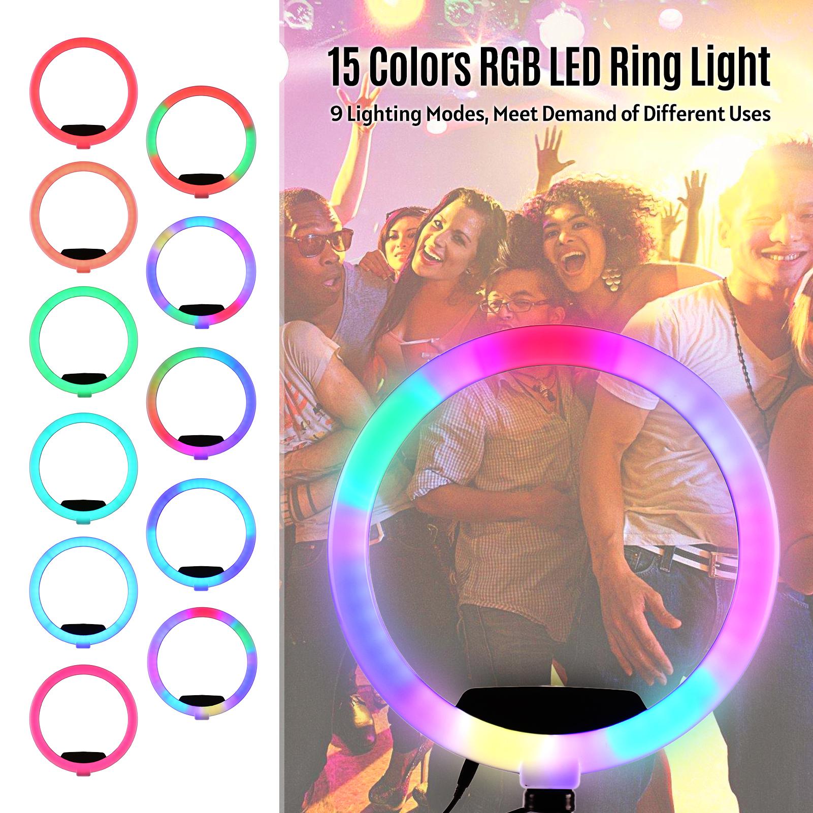 Đèn LED vòng 12 in RGB thay đổi độ sáng cho ảnh tự chụp 10 mức độ sáng với 1 Điều khiển từ xa