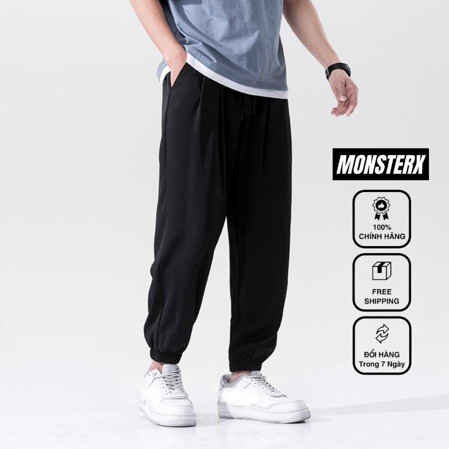Quần jogger BÓ CHUN unisex MonsterX thể thao nam nữ nỉ cao cấp nỉ bông bigsize thu đông basic pants ulzzang