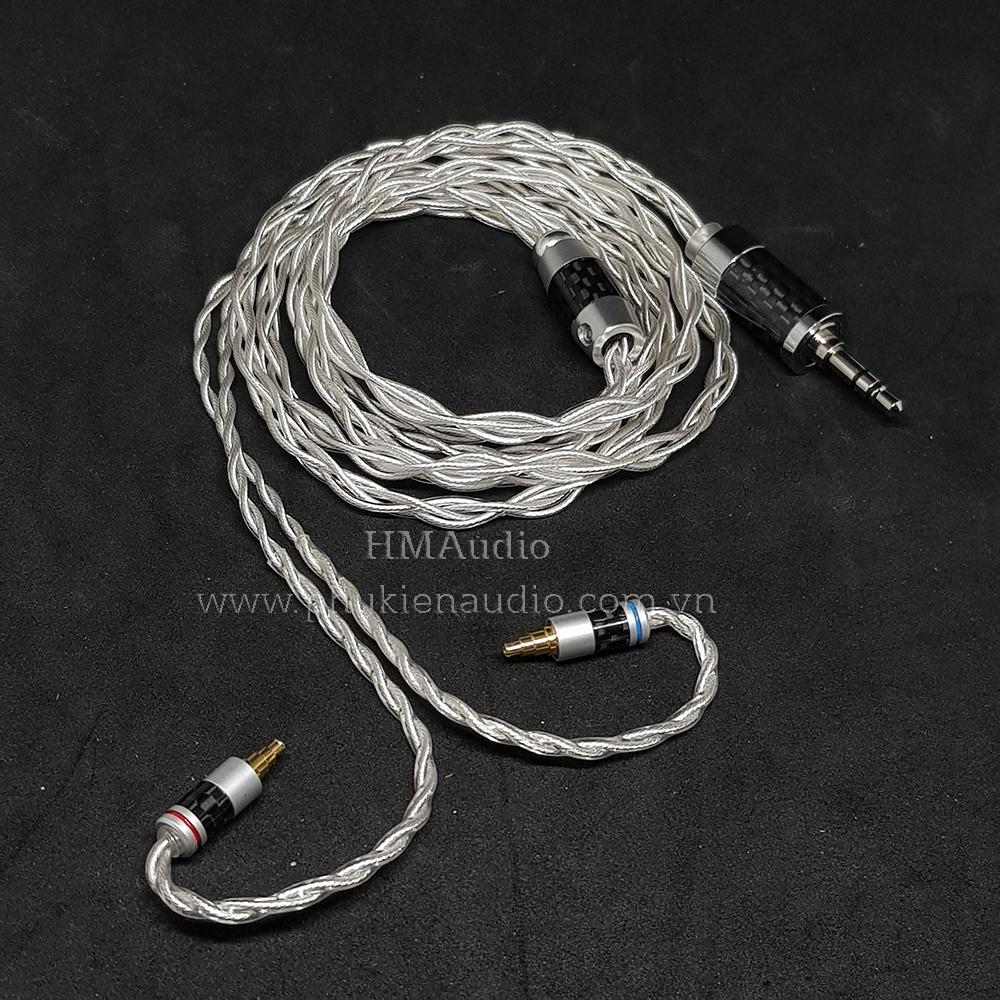 Dây tai nghe đồng mạ bạc 7N OCC Litz 24AWG đường kính dây đơn 1.2mm tết 4 sợi - Connetor IM01/02/03 IM50/70 A2DC IE80/80s IE40Pro IE100/500 IE300/900 2Pin MMCX