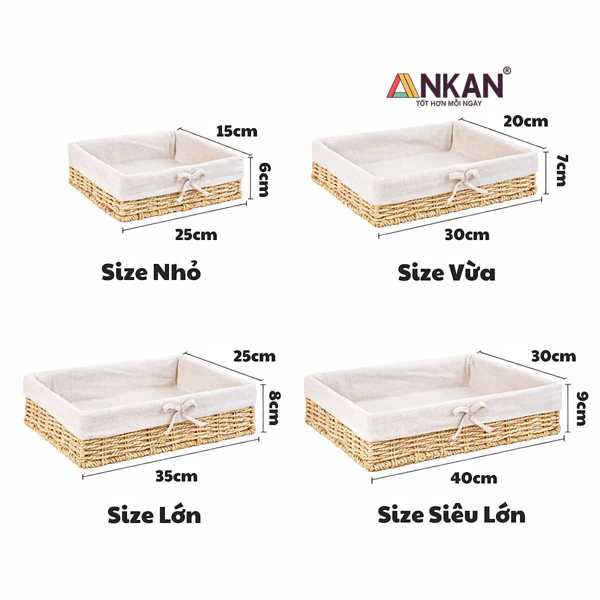 Khay Đựng Bánh Kẹo Hoa Quả Sang Trọng Chữ Nhật Lót Vải Nơ Đa Năng