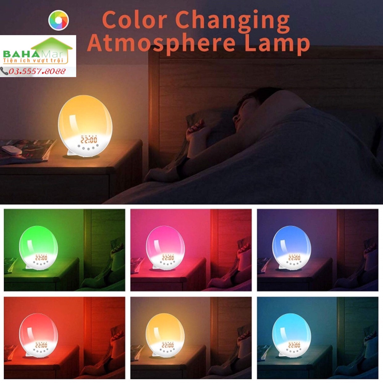 ĐÈN LED MẶT TRỜI BÁO THỨC NGHE NHẠC GHI ÂM ĐỔI MÀU BAHAMAR đa năng rất tiện ích cho cuộc sống