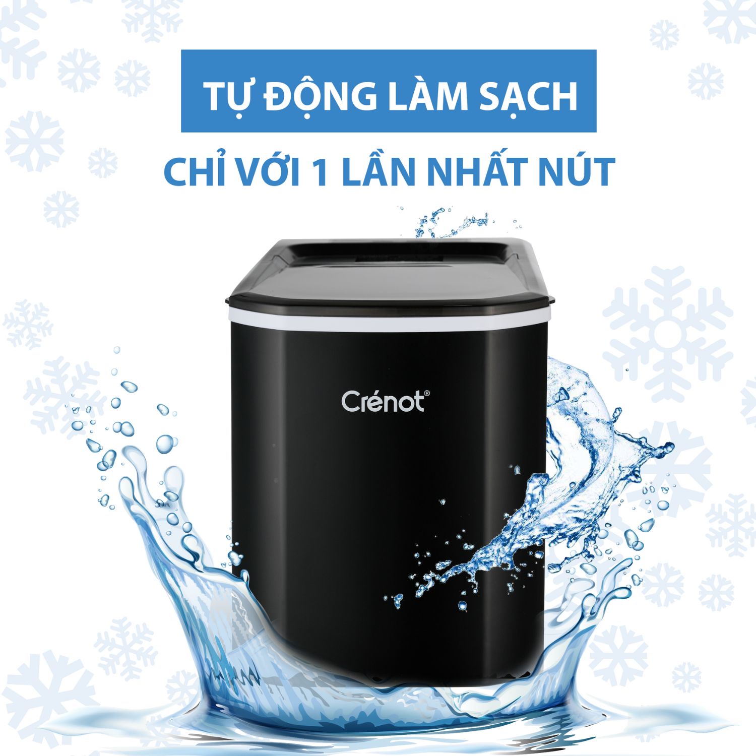 Máy Làm Đá Viên Tủ Đá Giữ Nhiệt Mini Gia Đình CRENOT VORTEX V6 Tạo Đá Siêu Tốc Trong 9 -15 Phút - Hàng chính hãng