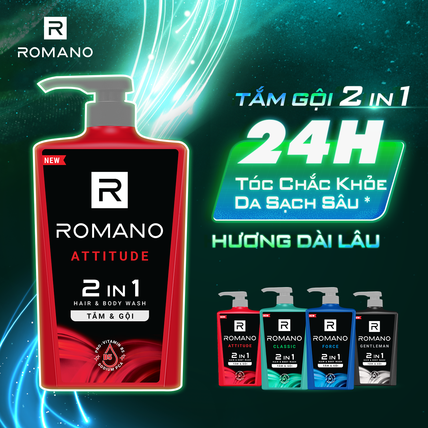 Tắm gội 2 trong 1 Romano Attitude 180g