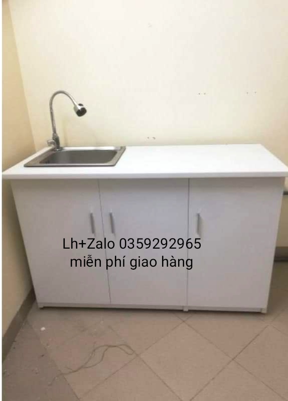 Tủ bếp mini nhựa đài Loan mặt gạch có chậu rửa