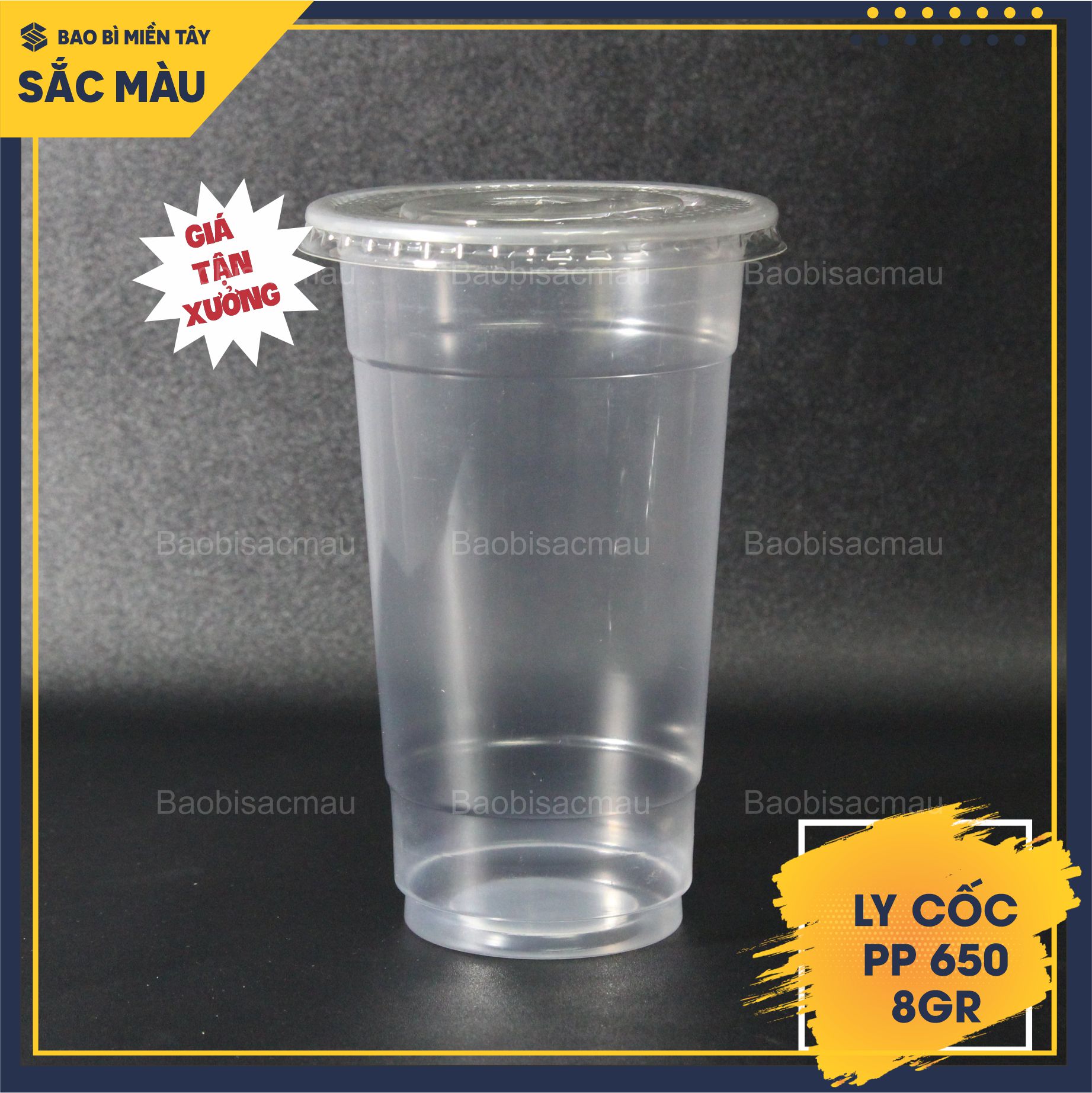 Sỉ 50 cốc nhựa/ ly nhựa PP 650 kèm nắp
