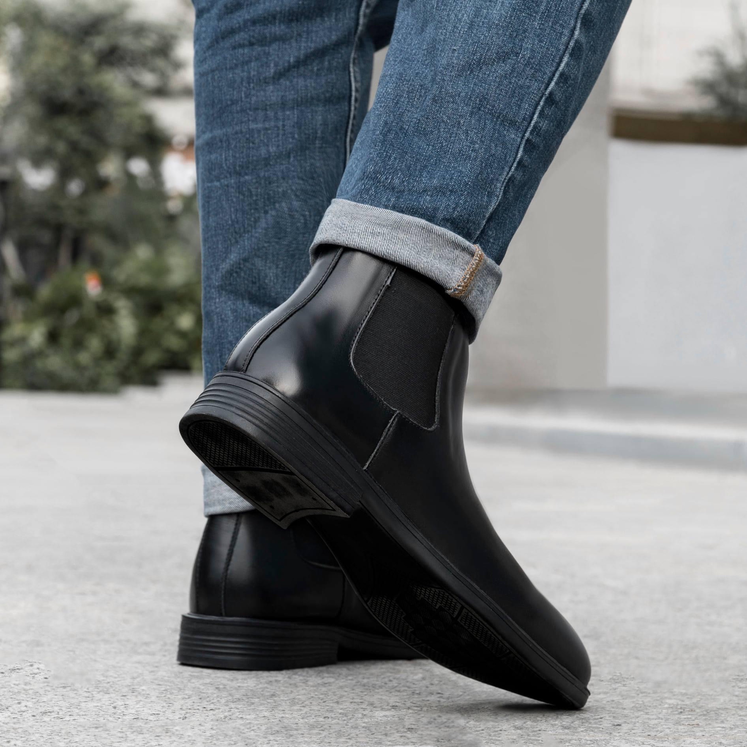 Giày Boots Nam Cổ Cao Chelsea Cao Cấp Chuẩn Form Da Trơn Nhẵn Không Nhăn Không Phình Tôn Dáng - GCN12