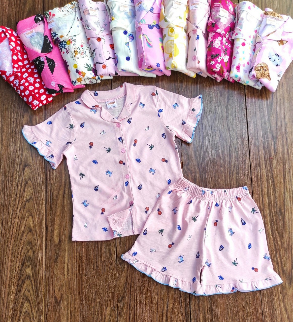 Đồ bộ bé gái, bộ pijama ngắn tay cho bé gái size 18-35kg chất cotton mềm mát