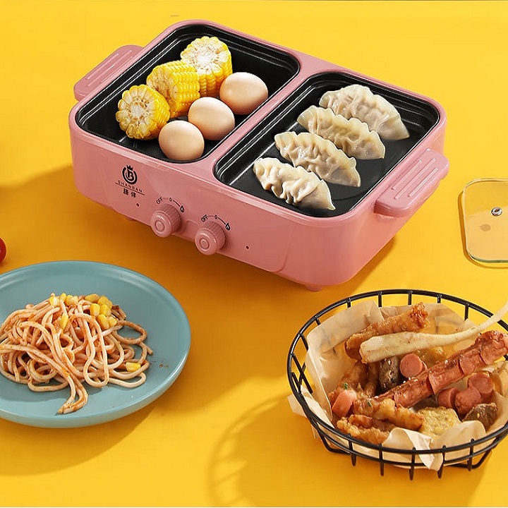 Bếp điện lẩu nướng 2 ngăn mini - Giao màu ngẫu nhiên