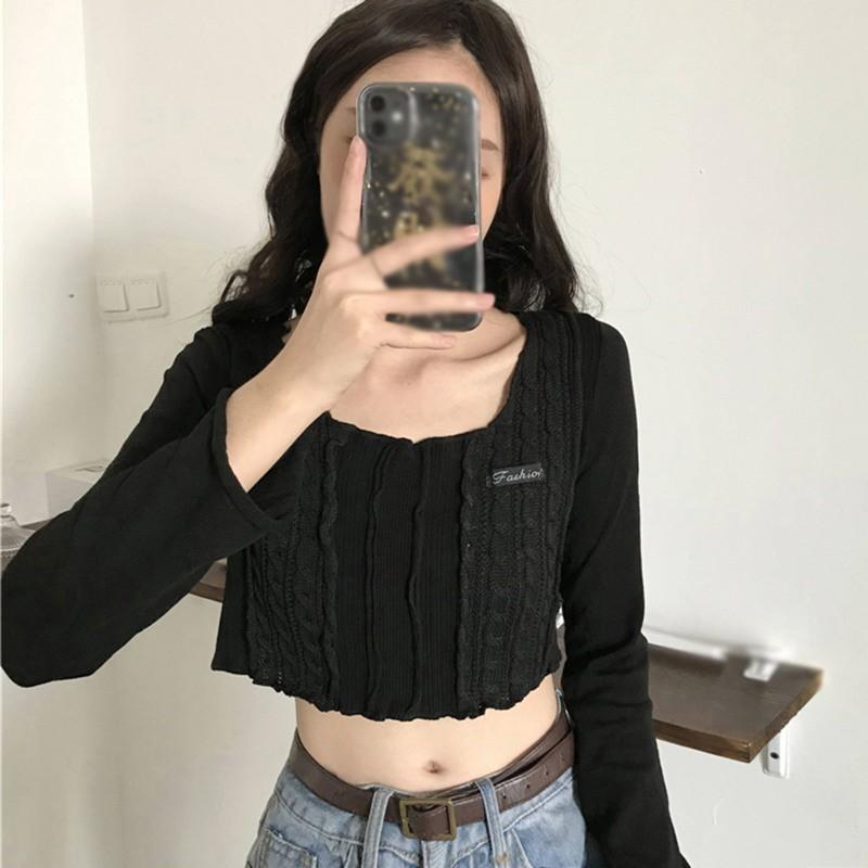 Áo Thun Dệt Kim Tay Dài Cổ Tròn Thiết Kế Thời Trang Cho Nữ