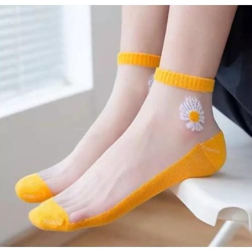Combo túi 10 đôi tất lưới cổ ngắn hình hoa cúc cho bạn gái