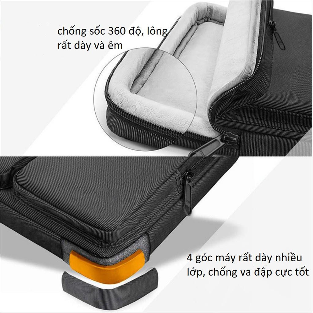 Cặp Xách Laptop Chống Nước Chống Sốc 360 Độ Có Dây Đeo Chéo, Túi Đựng Laptop Mac.book 13-16 inch