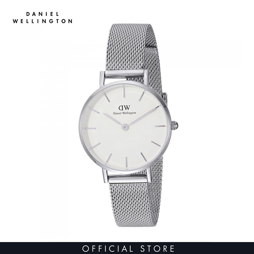 Đồng hồ Nữ Daniel Wellington dây lưới - Petite Sterling mặt trắng - vỏ