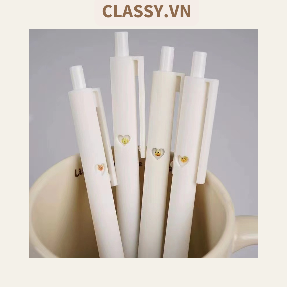 Combo 5 bút bi với 8 biểu cảm, màu trắng ngòi 0.5 cm PK489