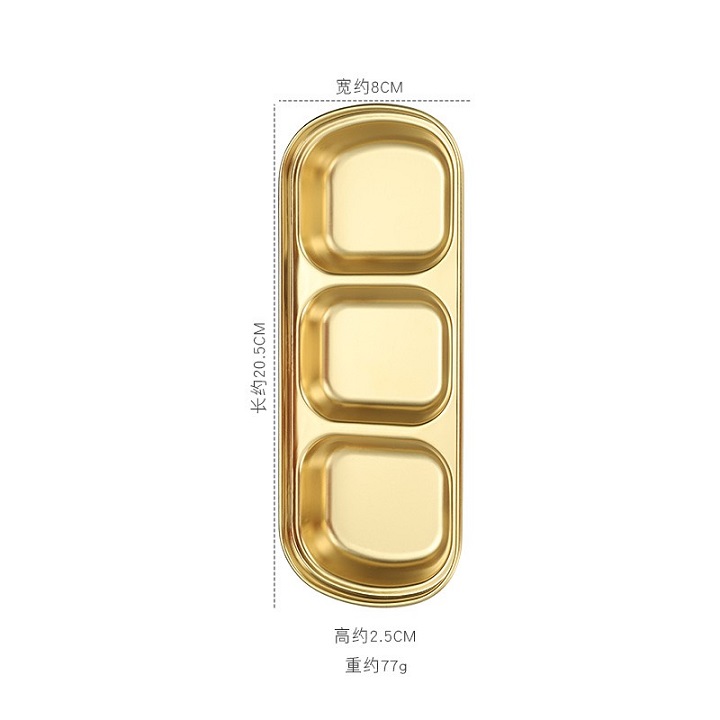 Khay Đựng Nước Sốt , Nước Chấm 3 ngăn Bằng Inox 304 Chất Lượng Cao
