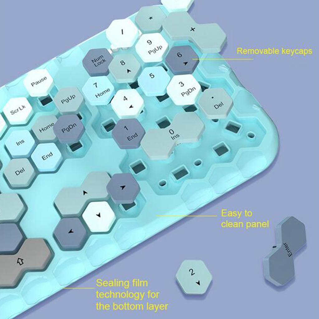 USB Wireless Keyboard and Mouse Combo Set 104 Keys Black Mixed Color