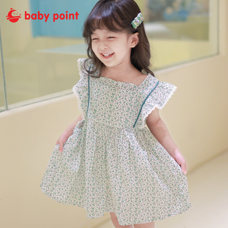 Váy cotton hoa nhí cánh tiên diện hè cho bé gái