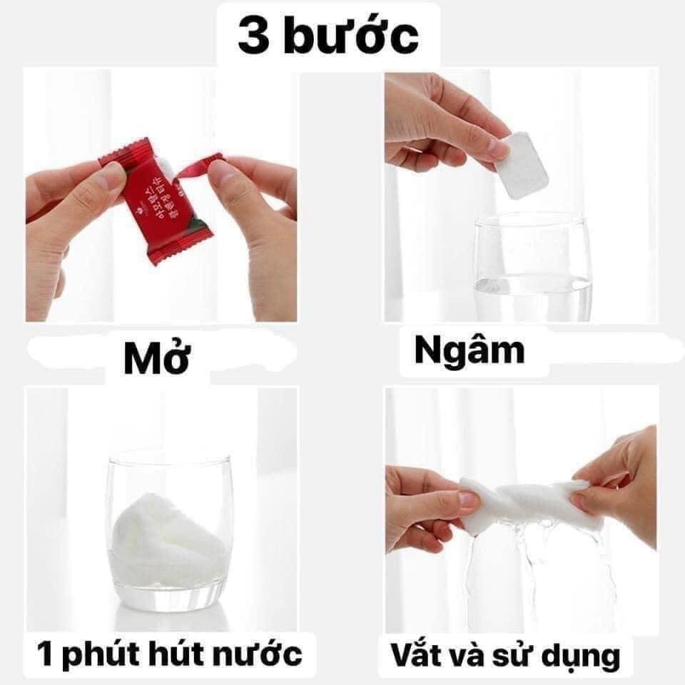 Gói 20 Khăn giấy nén dạng viên kẹo rất tiện khi đi du lịch, đi chơi, đi làm, Khăn Giấy Dạng Nén Bằng Cotton Dùng Một Lần