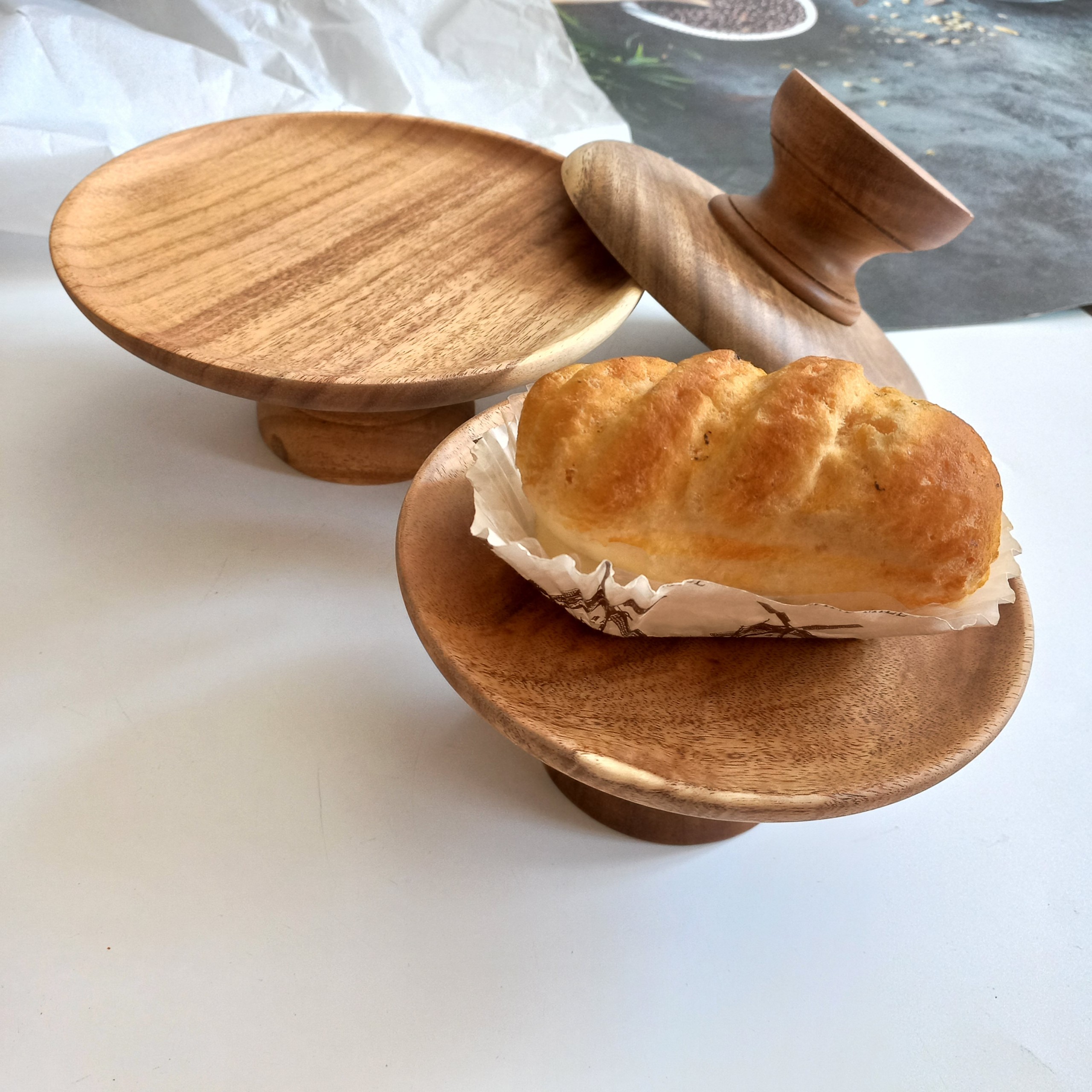 Mâm Bồng, Đĩa Cao Gỗ Keo Đựng Bánh Kem, Hoa Qủa, Cake Stand Decor Chụp Ảnh
