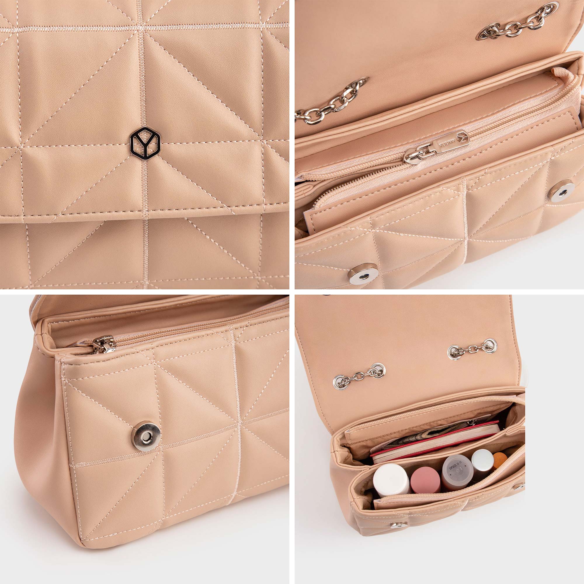 Túi Yuumy ( Thời trang nữ dây đeo phối xích cá tính size 23 - Túi đeo chéo da Seasand YN212 )