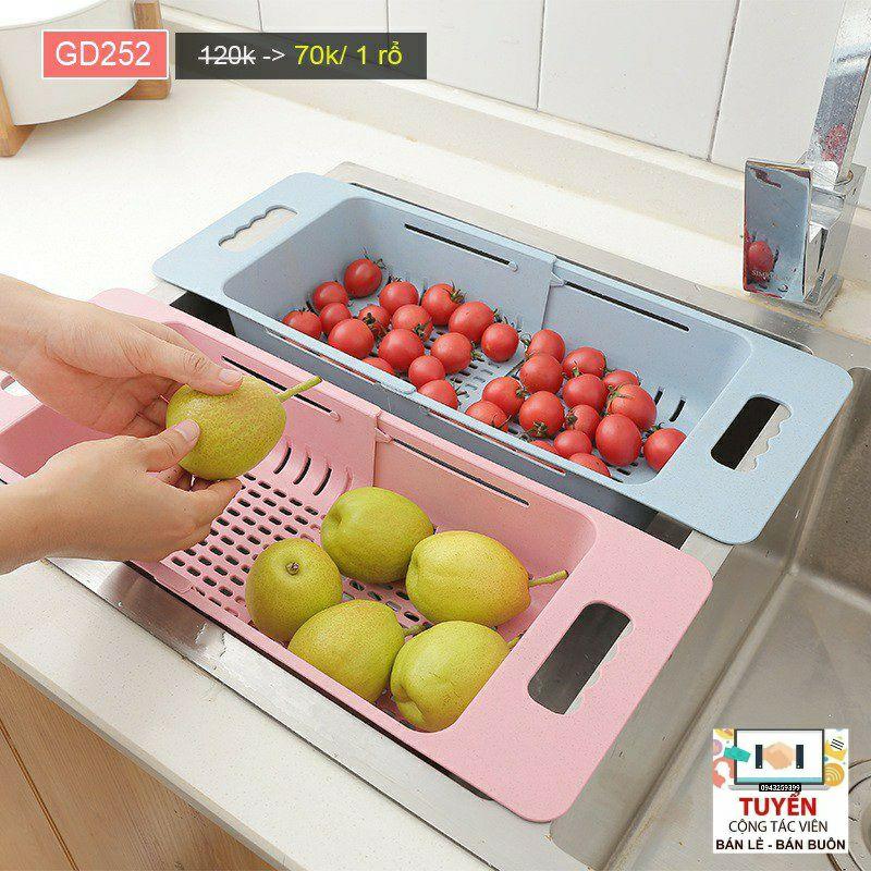 Rổ rửa rau củ đa năng co giãn gác bồn rửa bát