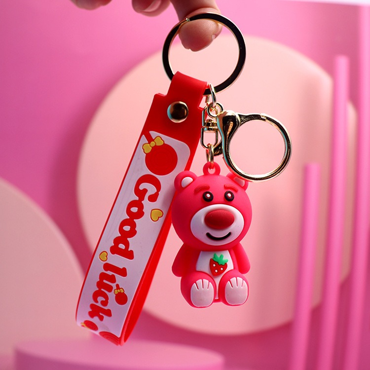 Móc Chìa Khóa Gấu dâu Lotso Hồng Dễ Thương, phụ kiện đeo balo túi ví xinh yêu cute Lalunavn A92