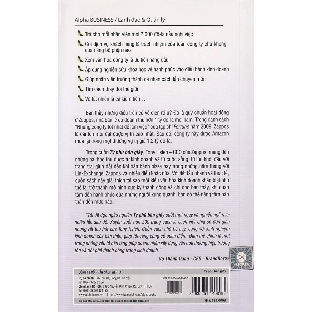 Tỷ Phú Bán Giày - Câu Chuyện Về Công Ty Zappos Được Amazon Mua Lại Với Giá 1 Tỉ Đô (Delivering Happiness) - Bản Quyền