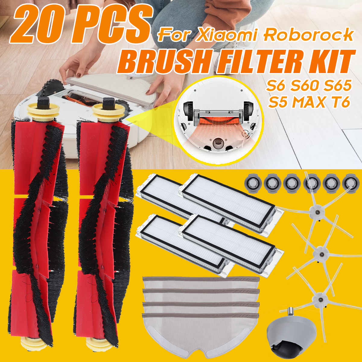 FILTER For Xiaomi Roborock S6/S5 Max S60/S65 Parts SIDE BRUSH MOP Kit New 