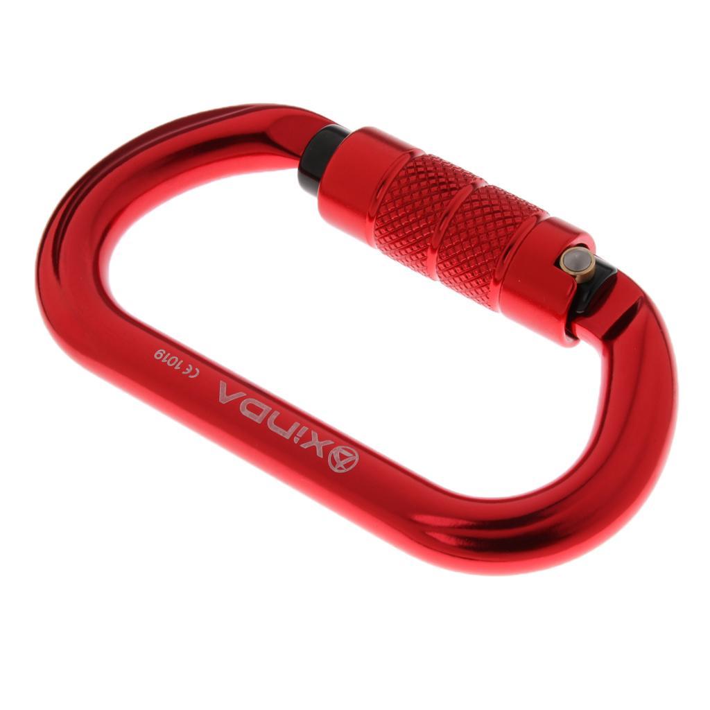 Oval Climbing Carabiner 25KN Aluminum Auto Locking Carabiner red