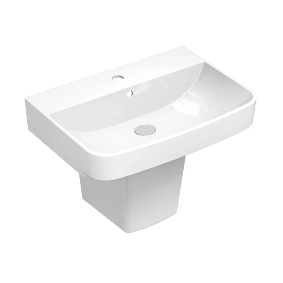 Bộ lavabo treo tường chân ngắn Viglacera V58(CD58) gốm sứ ceramic, có lỗ xả tràn, thiết kế sang trọng tiết kiệm không gian tối đa - Hoa Sen Home - Hàng chính hãng