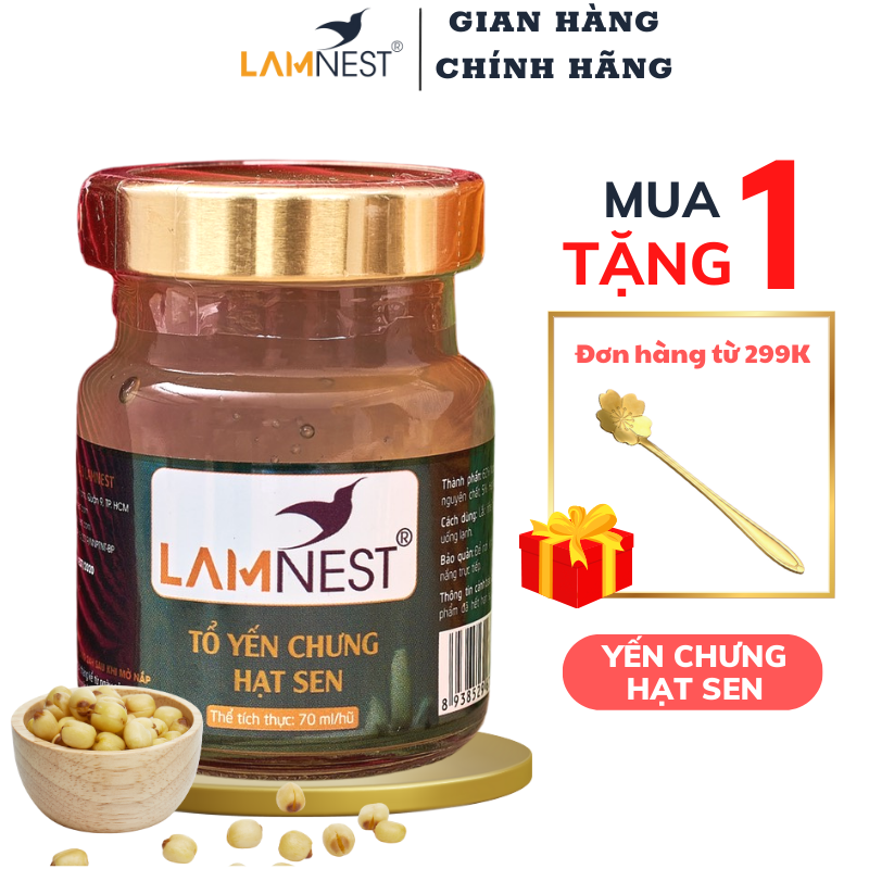 Yến Sào Chưng Sẵn Hạt Sen LamNest tươi nguyên chất 30% yến 70ml bồi bổ sức khỏe - yensaocaocaplamnest