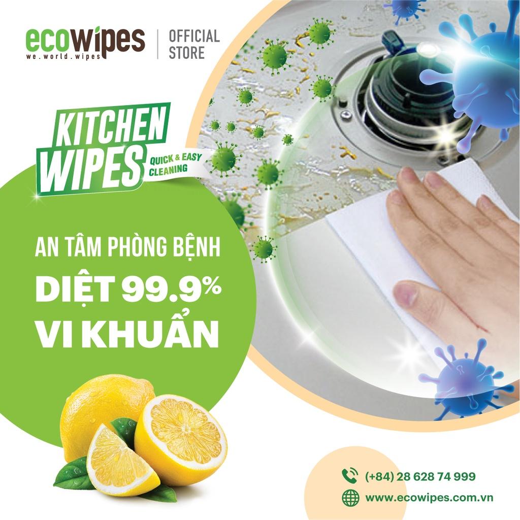 Combo 05 gói khăn giấy ướt lau bếp Kitchen Wipes gói 42 tờ làm sach khử mùi nhanh chóng